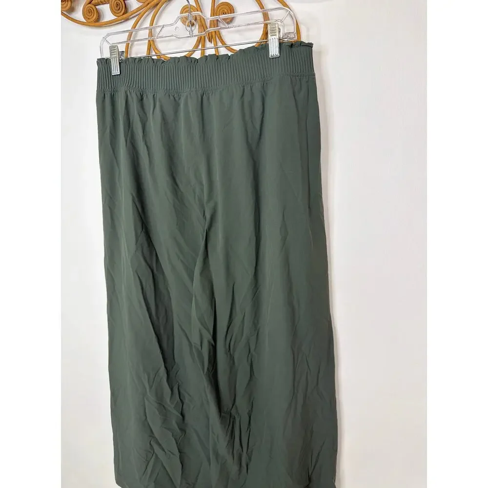 Lululemon Stretch Woven Ruffle-Waist Wide-Leg Cropped Pant Black XL